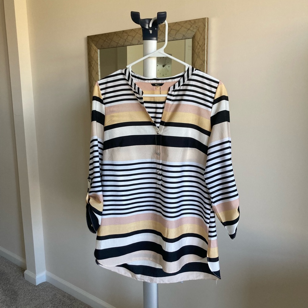 MILANO 3/4 Sleeves multicolored Tunic Style Blouse. EUC